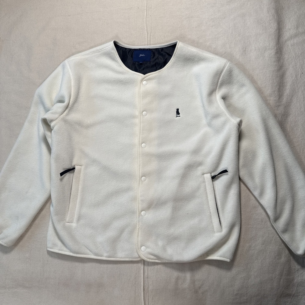 Yale Sweater Full Snaps Pockets Off White Sz M Men Old Money